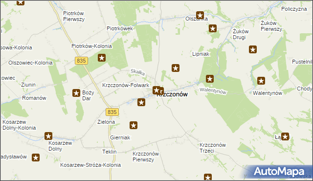 mapa Krzczonów powiat lubelski, Krzczonów powiat lubelski na mapie Targeo