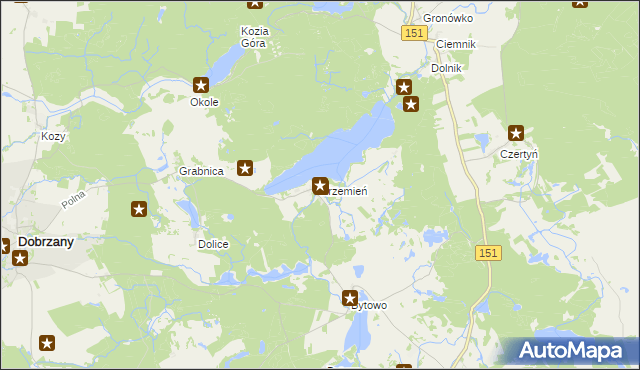 mapa Krzemień gmina Dobrzany, Krzemień gmina Dobrzany na mapie Targeo