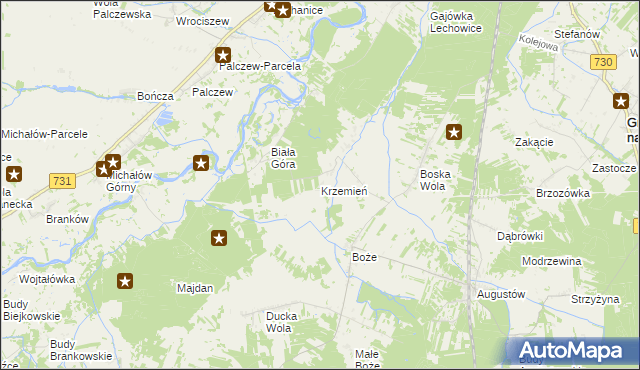 mapa Krzemień gmina Stromiec, Krzemień gmina Stromiec na mapie Targeo