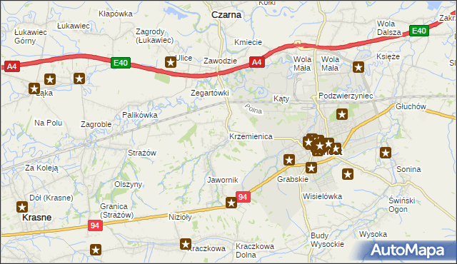 mapa Krzemienica gmina Czarna, Krzemienica gmina Czarna na mapie Targeo