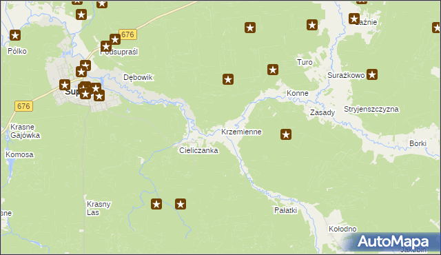 mapa Krzemienne, Krzemienne na mapie Targeo
