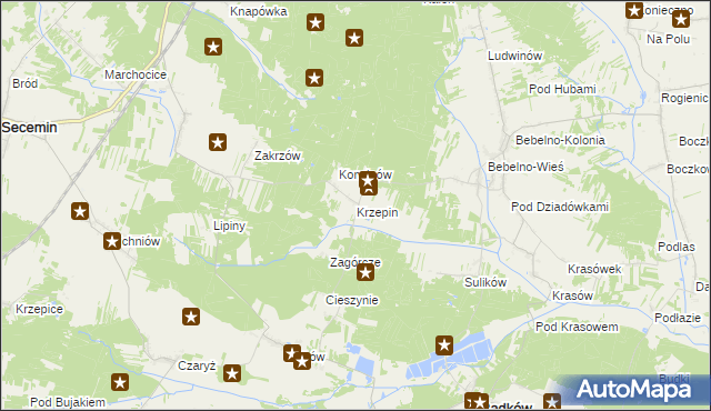 mapa Krzepin, Krzepin na mapie Targeo