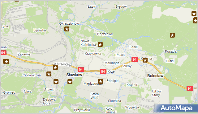 mapa Krzykawa, Krzykawa na mapie Targeo