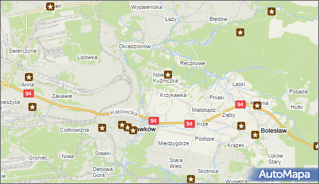 mapa Krzykawka, Krzykawka na mapie Targeo