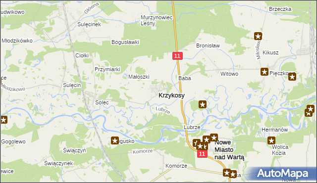 mapa Krzykosy powiat średzki, Krzykosy powiat średzki na mapie Targeo