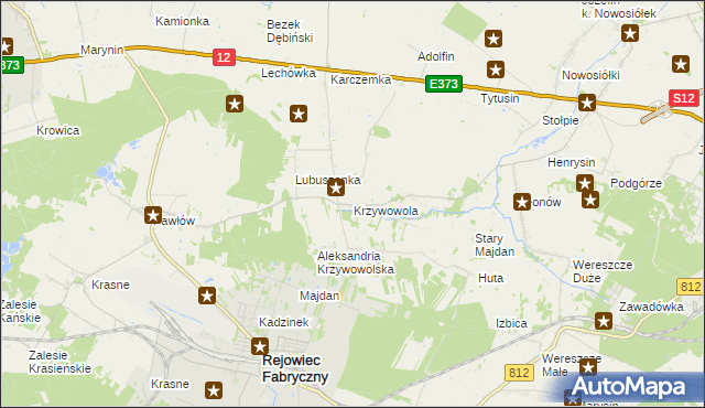 mapa Krzywowola, Krzywowola na mapie Targeo
