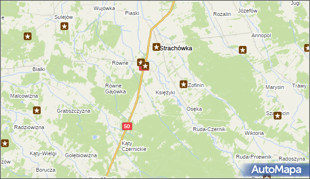 mapa Księżyki, Księżyki na mapie Targeo