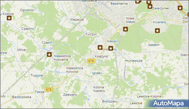 mapa Księżyno, Księżyno na mapie Targeo