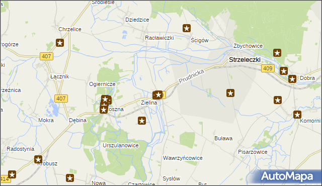 mapa Kujawy gmina Strzeleczki, Kujawy gmina Strzeleczki na mapie Targeo