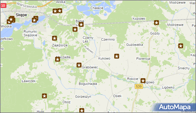 mapa Kukowo gmina Skępe, Kukowo gmina Skępe na mapie Targeo