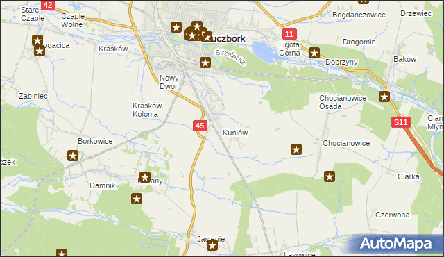 mapa Kuniów, Kuniów na mapie Targeo