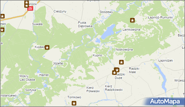 mapa Kupno gmina Wąpielsk, Kupno gmina Wąpielsk na mapie Targeo