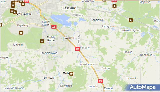 mapa Kuriany gmina Zabłudów, Kuriany gmina Zabłudów na mapie Targeo