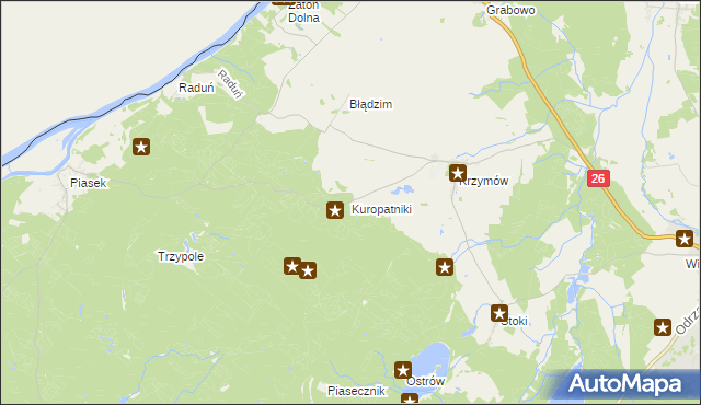 mapa Kuropatniki, Kuropatniki na mapie Targeo