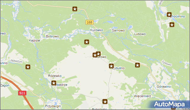 mapa Kurowo gmina Bobolice, Kurowo gmina Bobolice na mapie Targeo