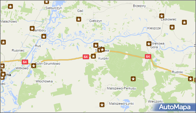 mapa Kurpiki, Kurpiki na mapie Targeo