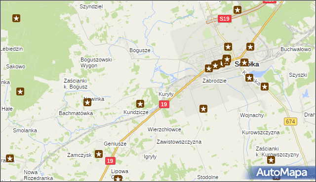 mapa Kuryły gmina Sokółka, Kuryły gmina Sokółka na mapie Targeo