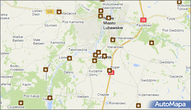 mapa Kurzętnik, Kurzętnik na mapie Targeo