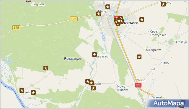 mapa Kurzycko, Kurzycko na mapie Targeo