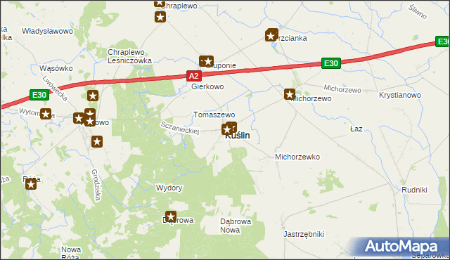 mapa Kuślin, Kuślin na mapie Targeo