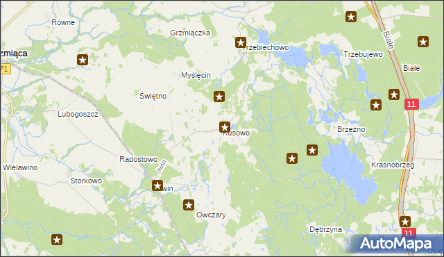 mapa Kusowo gmina Szczecinek, Kusowo gmina Szczecinek na mapie Targeo