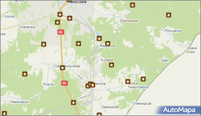 mapa Kuzawa, Kuzawa na mapie Targeo