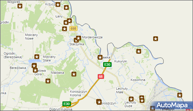 mapa Kuzawka gmina Terespol, Kuzawka gmina Terespol na mapie Targeo