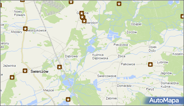 mapa Kuźnica Dąbrowska, Kuźnica Dąbrowska na mapie Targeo