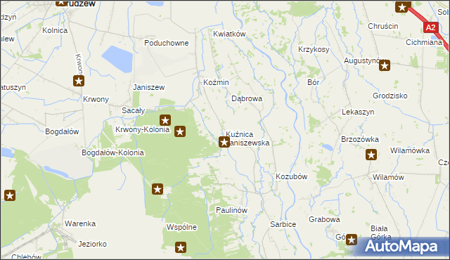 mapa Kuźnica Janiszewska, Kuźnica Janiszewska na mapie Targeo