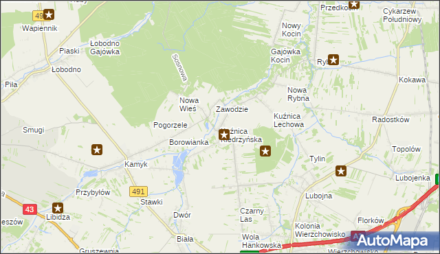 mapa Kuźnica Kiedrzyńska, Kuźnica Kiedrzyńska na mapie Targeo