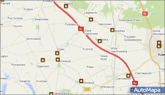 mapa Kuźnice gmina Choceń, Kuźnice gmina Choceń na mapie Targeo