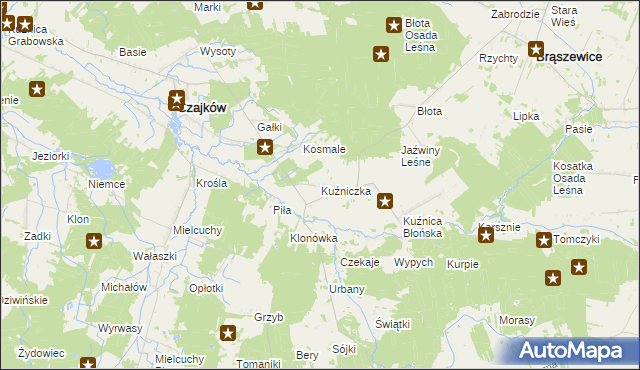 mapa Kuźniczka gmina Klonowa, Kuźniczka gmina Klonowa na mapie Targeo