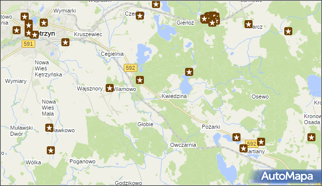 mapa Kwiedzina, Kwiedzina na mapie Targeo