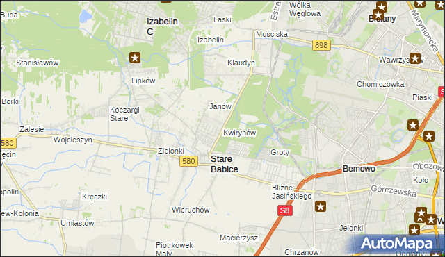 mapa Kwirynów gmina Stare Babice, Kwirynów gmina Stare Babice na mapie Targeo