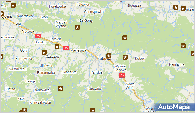 mapa Łabowa, Łabowa na mapie Targeo