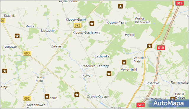 mapa Lachówka gmina Siemiatycze, Lachówka gmina Siemiatycze na mapie Targeo