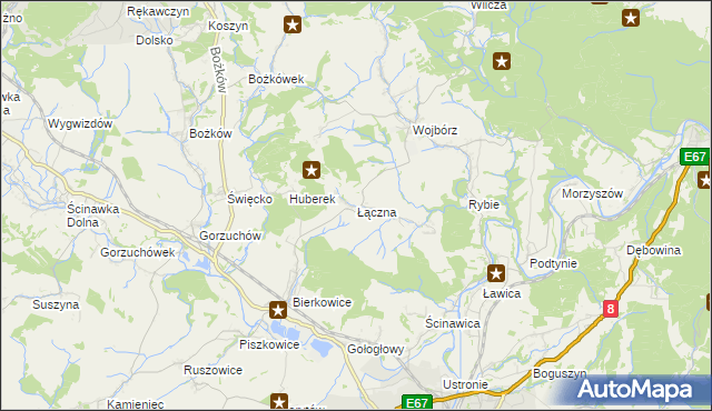 mapa Łączna gmina Kłodzko, Łączna gmina Kłodzko na mapie Targeo