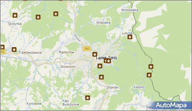 mapa Lądek-Zdrój, Lądek-Zdrój na mapie Targeo