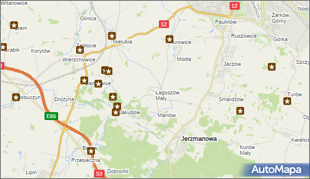 mapa Łagoszów Mały, Łagoszów Mały na mapie Targeo