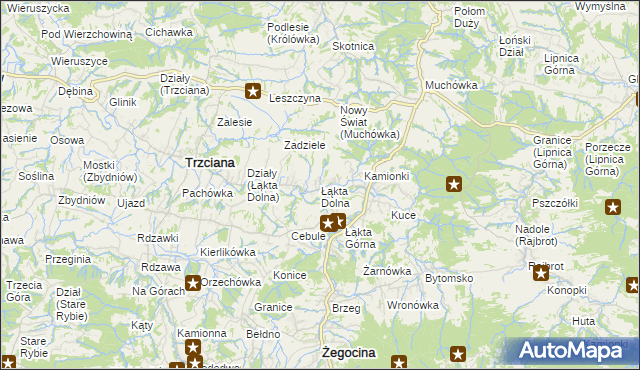 mapa Łąkta Dolna, Łąkta Dolna na mapie Targeo