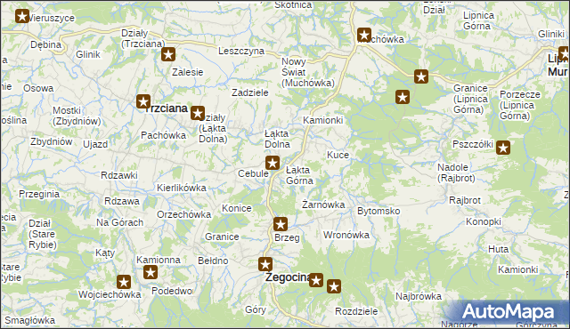 mapa Łąkta Górna, Łąkta Górna na mapie Targeo