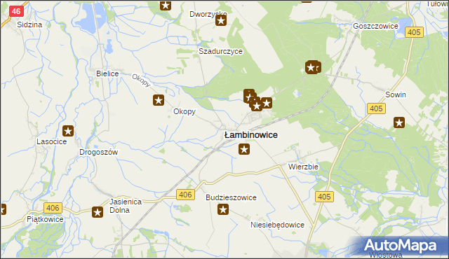 mapa Łambinowice, Łambinowice na mapie Targeo