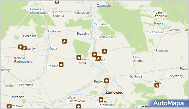 mapa Łany Wielkie gmina Żarnowiec, Łany Wielkie gmina Żarnowiec na mapie Targeo