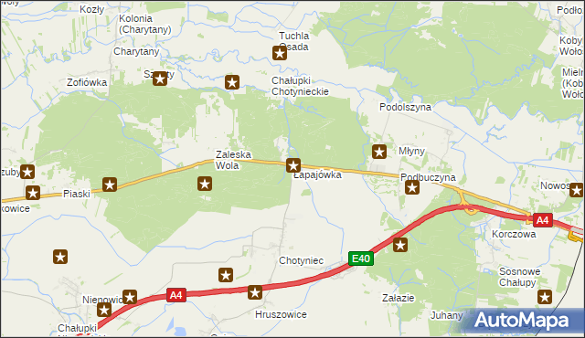 mapa Łapajówka gmina Radymno, Łapajówka gmina Radymno na mapie Targeo