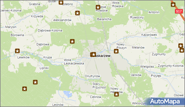 mapa Łaskarzew, Łaskarzew na mapie Targeo