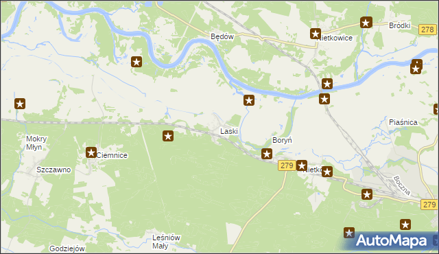 mapa Laski gmina Czerwieńsk, Laski gmina Czerwieńsk na mapie Targeo