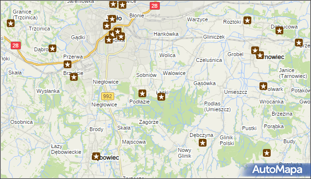 mapa Łaski gmina Jasło, Łaski gmina Jasło na mapie Targeo