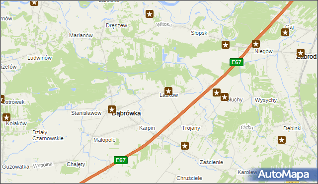 mapa Lasków gmina Dąbrówka, Lasków gmina Dąbrówka na mapie Targeo