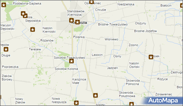 mapa Lasocin gmina Kiernozia, Lasocin gmina Kiernozia na mapie Targeo