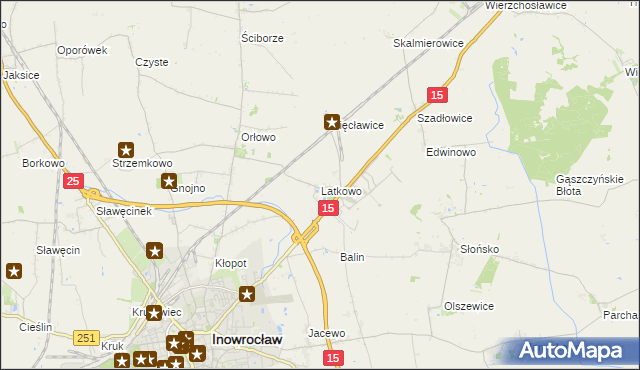 mapa Latkowo gmina Inowrocław, Latkowo gmina Inowrocław na mapie Targeo